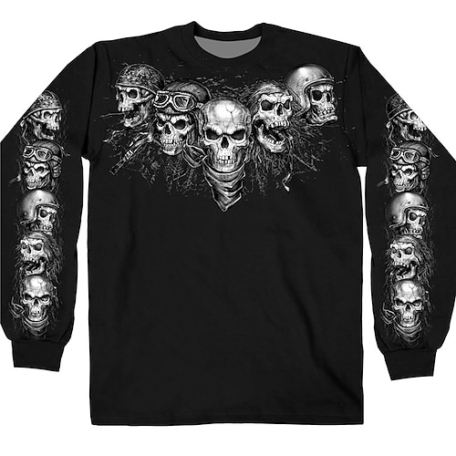 

Herren Unisex Sweatshirt Pullover Zur Seite fahren Schwarz Rundhalsausschnitt Totenkopf Motiv Grafik-Drucke Bedruckt Täglich Sport Festtage 3D-Druck Basic Strassenmode Casual Frühling Herbst