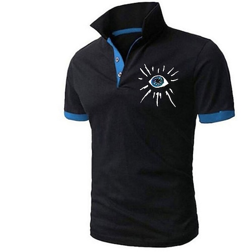 

Men's Collar Polo Shirt Golf Shirt Graphic Eye Turndown Blue Black Hot Stamping Outdoor Halloween Short Sleeve Button-Down Print Clothing Apparel Fashion Designer Casual Comfortable / Sports
