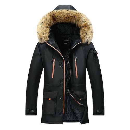 

Men's Puffer Jacket Quilted Jacket Parka Warm Breathable Outdoor Daily Solid Color Outerwear Clothing Apparel Casual Military Style Black Royal Blue Army Green