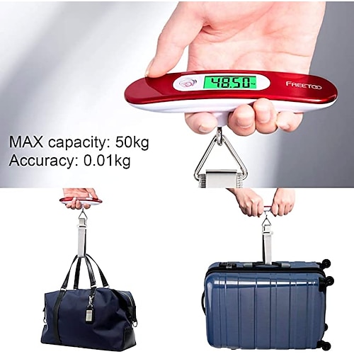 

Luggage Scale Portable Digital Weight Scale for Travel Suitcase Weigher with Tare Function 110 Lb/ 50Kg Capacity Red