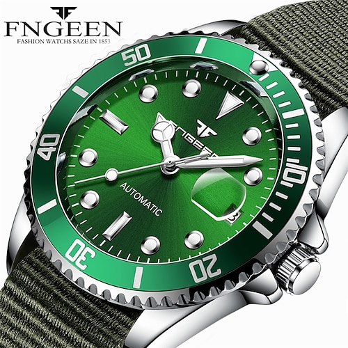 

FNGEEN 9001 Brand Men's Automatic Mechanical Watchproof Water Fashion Leisure Trend Steel With Watch