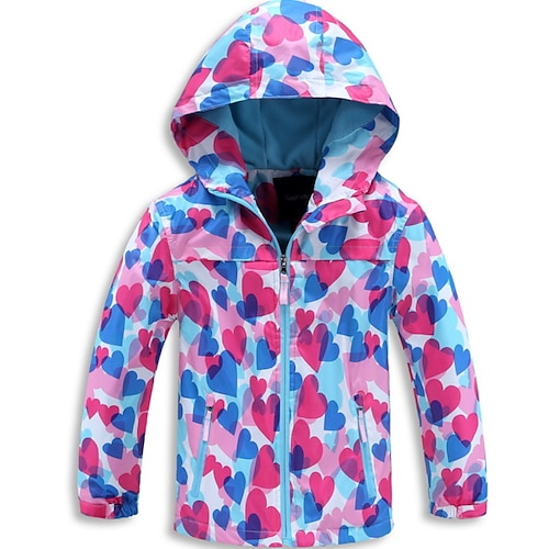 

Kids Girls' Coat Outerwear Cartoon Long Sleeve Coat School Active Adorable Light Blue Winter Fall 3-10 Years