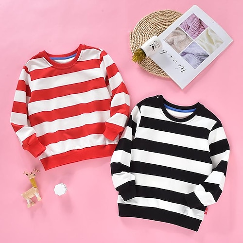 

Kids Boys Sweatshirt Stripe Daily Long Sleeve Fashion Cotton 3-10 Years Winter Green Black Blue