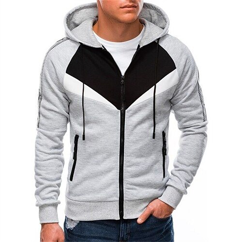 

Men's Outerwear Quarter Zipper Hoodie Hooded Graphic Color Block Print Sports Outdoor Daily Sports Hot Stamping Basic Cool Designer Clothing Apparel Hoodies Sweatshirts Long Sleeve Gray / Spring