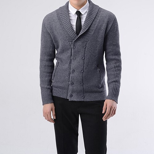 

Men's Sweater Cardigan Sweater Ribbed Knit Cropped Knitted Solid Color V Neck Basic Stylish Outdoor Daily Clothing Apparel Winter Fall Black Purple M L XL