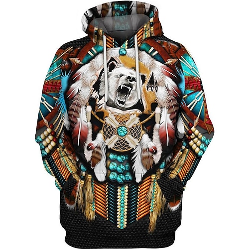 

Men's Unisex Pullover Hoodie Sweatshirt Brown Hooded Animal Graphic Prints Print Daily Sports 3D Print Boho Streetwear Designer Spring & Fall Clothing Apparel General Hoodies Sweatshirts Long Sleeve