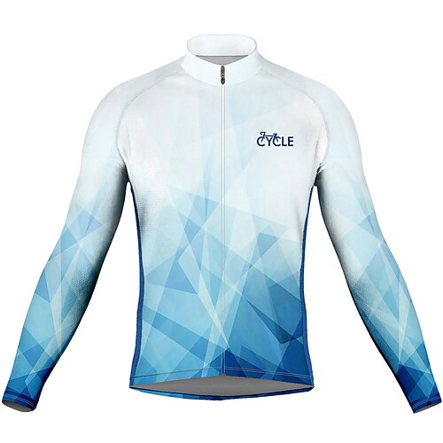 

21Grams Men's Cycling Jersey Long Sleeve Bike Top with 3 Rear Pockets Mountain Bike MTB Road Bike Cycling Breathable Quick Dry Moisture Wicking Reflective Strips Blue Geometic Polyester Spandex Sports