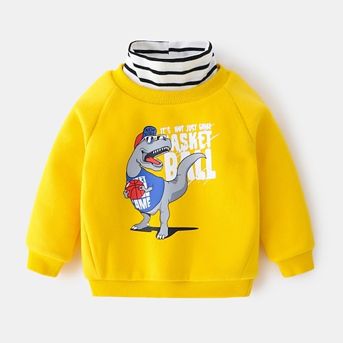 

Kids Boys Sweatshirt Dinosaur Daily Long Sleeve Active Cotton 3-6 Years Winter Green Yellow