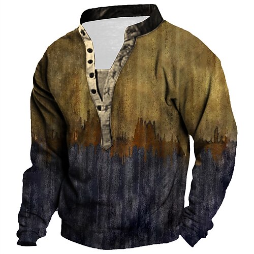 

Men's Unisex Sweatshirt Pullover Button Up Hoodie Color Block Graphic Prints Print Casual Daily Sports 3D Print Streetwear Designer Casual Clothing Apparel Hoodies Sweatshirts Long Sleeve Brown