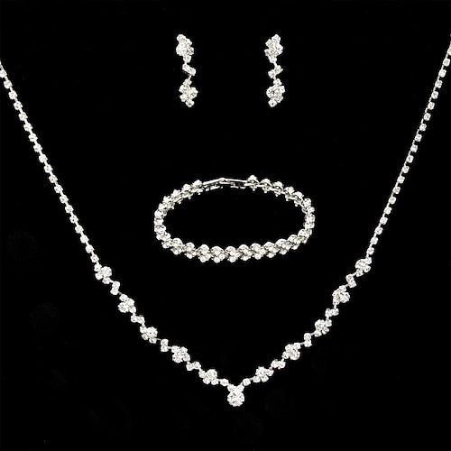 

Bridal Jewelry Sets 3pcs Alloy 1 Necklace 1 Bracelet Earrings Women's Personalized Stylish Artistic Classic Precious irregular Jewelry Set For Christmas Street Carnival