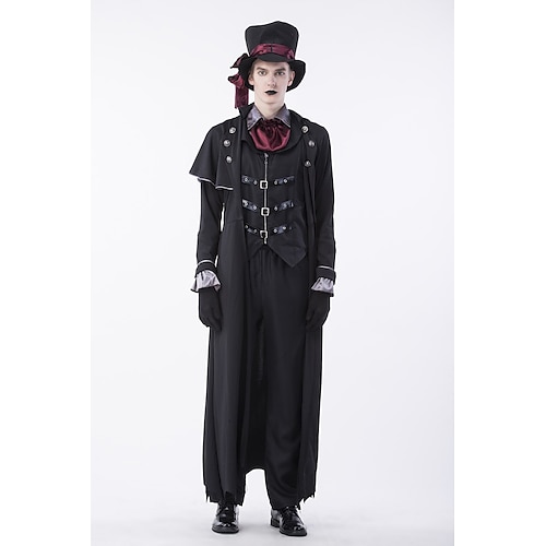 

Cosplay Vampire Couples' Costumes Men's Women's Movie Cosplay Cosplay Costume Party Black Coat Vest Pants Halloween Carnival Masquerade Polyester / Glove / Hat / Glove / Hat