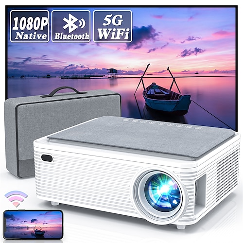 

5G WiFi Bluetooth Movie Projector Full HD Outdoor Projector Native 1080P,±50° 4P/4D Keystone Support 4K&Zoom,Home Cinema, Compatible with Smartphone, PC, TV Box, HDMI, USB