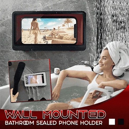 

Waterproof Mobile Phone Box Punch-free Wall-mounted Touch Screen Mobile Phone Holder Shower Sealed Protective Cover Storage