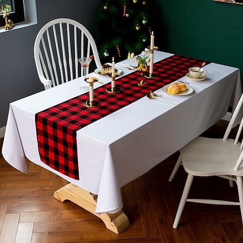 

Christmas Table Runner, Seasonal Winter Xmas Holiday Kitchen Dining Table Decoration for Indoor Outdoor Home Party Decor