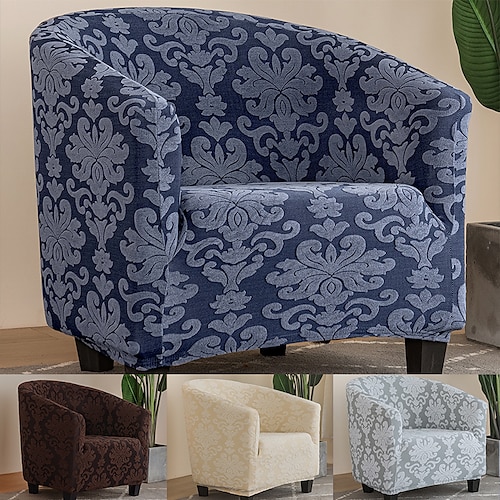 

Club Chair Slipcover Stretch Armchair Covers 1-Piece Club Tub Chair Covers Sofa Cover Couch Furniture Protector Cover Floral Jacquard Spandex Couch Covers for Living Room
