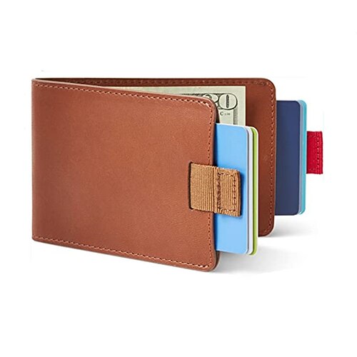 

Men's Slim Fit Bifold Wallet - Simple Bifold Wallet with Money Clip Brown - RFID Classic