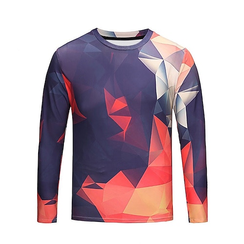 

Men's Unisex T shirt Tee Color Block Graphic Prints Crew Neck Blue Long Sleeve 3D Print Outdoor Street Print Tops Basic Sports Designer Casual