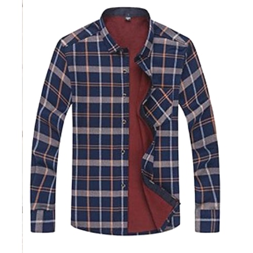 

Men's Flannel Shirt Shirt Jacket Shacket Shirt Plaid / Check Lattice Classic Collar Blue Casual Daily Long Sleeve Clothing Apparel Business Casual