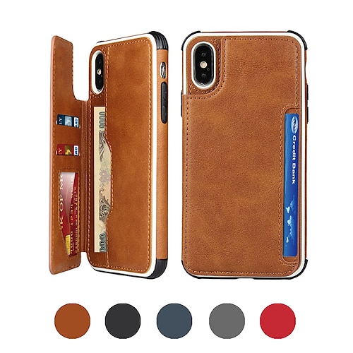 

Phone Case For Apple Classic Series iPhone 13 Pro Max 12 11 SE 2022 X XR XS Max 8 7 Bumper Frame Dustproof Four Corners Drop Resistance Solid Colored PU Leather Flip Anti-fall Leather Case