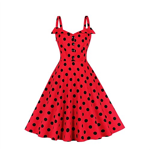

Women's Party Dress Swing Dress Slip Dress Mini Dress Red Sleeveless Polka Dot Backless Winter Fall Autumn Spaghetti Strap Fashion Party Weekend 2022 S M L XL XXL