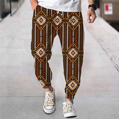 

Men's Joggers Trousers Beach Pants Drawstring Elastic Waist 3D Print Graphic Prints Comfort Breathable Sports Outdoor Casual Daily Boho Streetwear Brown Micro-elastic / Designer / Elasticity