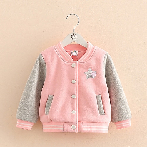 

Kids Girls' Coat Outerwear Star Long Sleeve Coat Daily Cute Cool Pink Winter Fall 2-8 Years