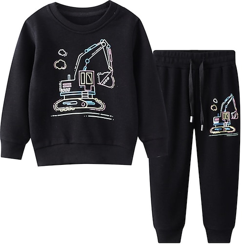 

Kids Boys Hoodie Pants Clothing Set 2 Pieces Long Sleeve Black Blue Cartoon Street Vacation Cool Street Style 2-8 Years