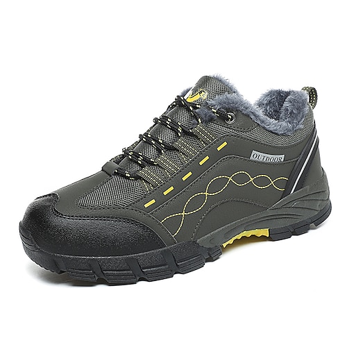 

Men's Hiking Shoes Sneakers Mountaineer Shoes Fleece Lining Hiking Climbing PU Leather Winter Black Army Green Grey