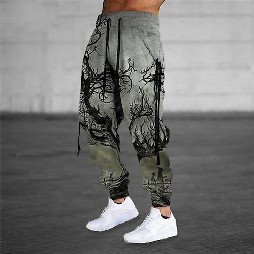 

Men's Sweatpants Joggers Trousers Drawstring Elastic Waist Ribbon Graphic Prints Comfort Breathable Sports Outdoor Casual Daily Cotton Blend Terry Streetwear Stylish Black Blue Micro-elastic