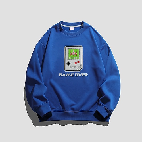 

Men's Unisex Sweatshirt Pullover Letter Game Graphic Prints Print Daily Sports Holiday 3D Print Casual Hip Hop Big and Tall Hoodies Sweatshirts Long Sleeve White Black
