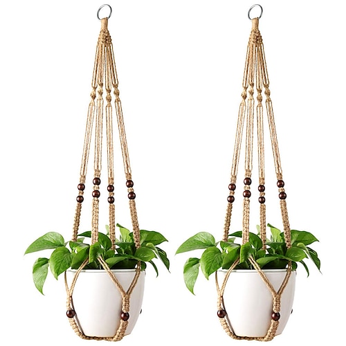 

Retro Hemp Rope Flower Pot Net Pocket Hanging Simple Flower Pot Hanging Basket Indoor And Outdoor Plant Hook