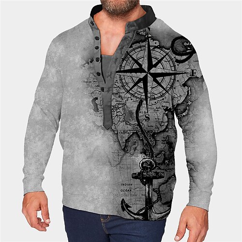 

Men's Plus Size Sweatshirt Big and Tall Graphic Prints Standing Collar Long Sleeve Spring & Fall Basic Designer Plus Size Casual Daily Sports Tops