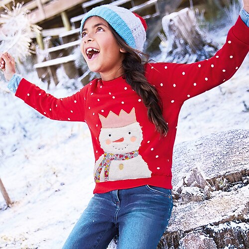 

Kids Girls' Ugly Christmas Sweatshirt Cartoon Training Long Sleeve Active 2-8 Years Winter Red