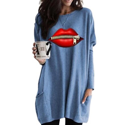 

Women's Casual Dress T Shirt Dress Tee Dress Short Mini Dress Black Blue Gray Long Sleeve Geometric Zipper Pocket Fall Winter Round Neck Casual 2022 S M L XL XXL 3XL