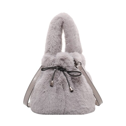 

Women's Fluffy Bag Plush Bag Top Handle Bag Shoulder Bag Rabbit Hair Bowknot Solid Color Shopping Going out Green Black Gray Yellow