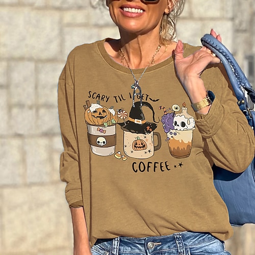 

Women's Sweatshirt Pullover Skull Pumpkin Print Halloween Weekend Hot Stamping Active Streetwear Clothing Apparel Hoodies Sweatshirts Black Blue