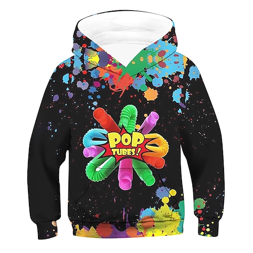 

Kids Boys Hoodie Graphic Outdoor 3D Print Long Sleeve Pocket Fashion 3-12 Years Winter Black