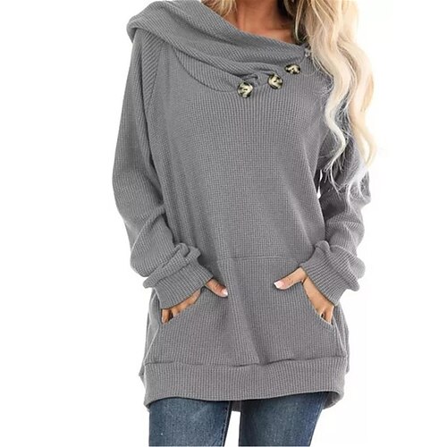 

Women's Pullover Streetwear Casual Front Pocket Green Blue Red Solid Color Plain Home Long Sleeve S M L XL XXL