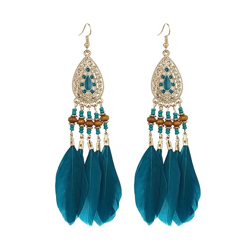 

1 Pair Hoop Earrings For Women's Birthday Street Gift Feather Drop Fashion