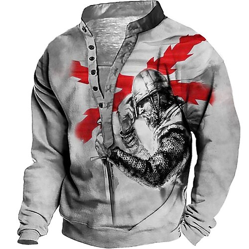 

Men's Unisex Sweatshirt Pullover Button Up Hoodie Graphic Prints Print Casual Daily Sports 3D Print Streetwear Designer Casual Clothing Apparel Soldier Hoodies Sweatshirts Long Sleeve Gray