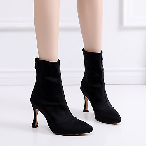 

Women's Jazz Shoes Modern Shoes Dance Boots Tango Shoes Training Performance Heel Slim High Heel Zipper Adults' Black