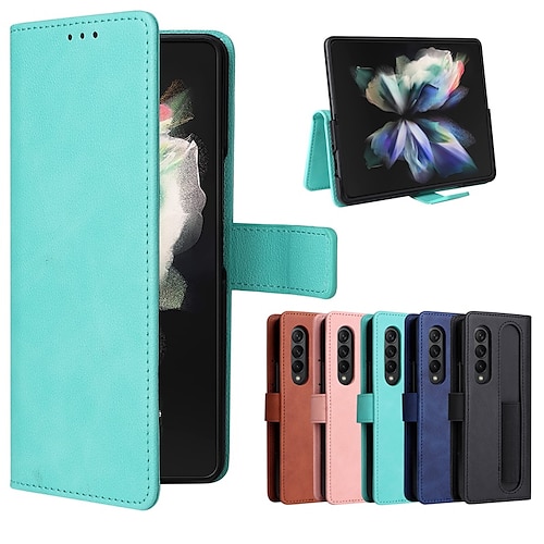 

Phone Case For Samsung Galaxy Flip Z Fold 4 Pencil Holder Wallet Flip Solid Colored PC PU Leather