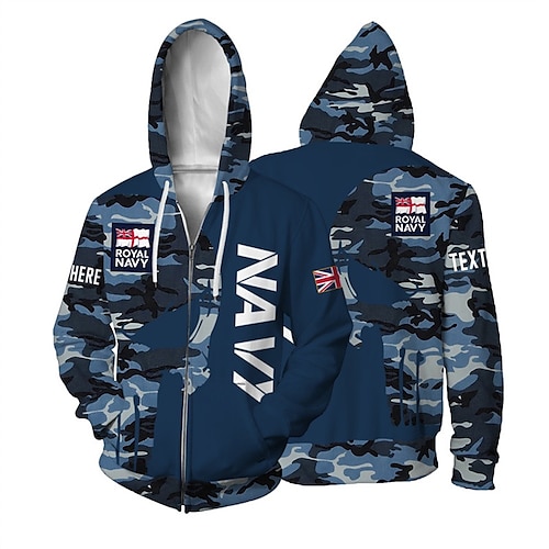 

Homme Unisexe Sweat à capuche zippé Veste Bleu Capuche Imprimés Photos camouflage Zippé Imprimer Sport Loisir du quotidien Des sports 3D effet Vêtement de rue Design Casual Printemps Automne