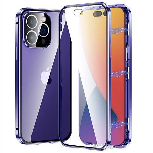 

Phone Case For Apple Full Body Case Clear Case iPhone 14 Pro Max iPhone 14 Pro iPhone 14 Plus iPhone 14 Transparent Full Body Protective Shockproof Transparent Solid Colored Aluminum Alloy Tempered