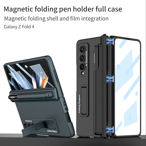 

téléphone Coque Pour Samsung Galaxy Etui folio Z Fold 4 Porte-crayons Avec Support Magnétique Couleur Pleine TPU