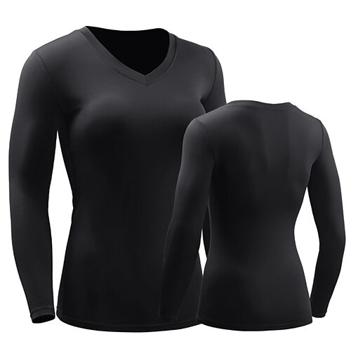 

Women's Running T-Shirt Compression Shirt Long Sleeve Top Athletic V Neck Spandex Breathable Quick Dry Moisture Wicking Gym Workout Running Active Training Sportswear Activewear Solid Colored Dark