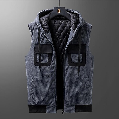 

Men's Padded Hiking Vest Hiking Fleece Vest Sleeveless Outerwear Top Outdoor Thermal Warm Fleece Lining Breathable Lightweight Cotton Blue Black