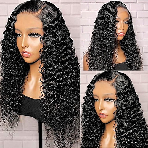 

Unprocessed Virgin Hair 13x4 Lace Front Wig Free Part Brazilian Hair Curly Black Wig 130% 150% Density with Baby Hair Smooth 100% Virgin Glueless Pre-Plucked For wigs for black women Long Human Hair