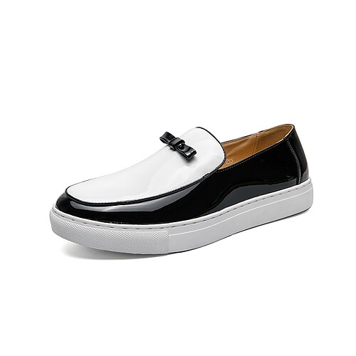 

Hombre Zapatos de taco bajo y Slip-On Mocasines de Vestir mocasines de conducción Casual Diario PU Negro / blanco Invierno Otoño