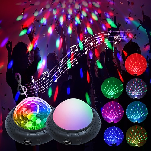 

LED Disco Ball Stage Lights UFO 9 Colors DMX Crystal Magic Ball Stage Light Effects DJ Party Christmas Sound Activated Lights